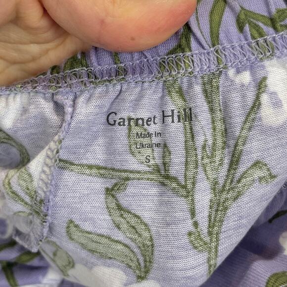GARNET HILL Asian Wrap Organic Cotton Pajamas Set Long Sleeve Top Pants Purple S - Picture 11 of 12